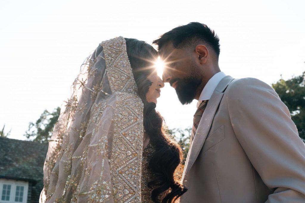 Romantic couple portrait of Sana and Khizar under natural light Mississauga