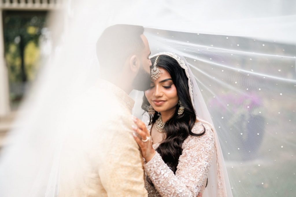 Muslim bride groom veil portrait Nikkah Lionhead Golf Club Brampton
