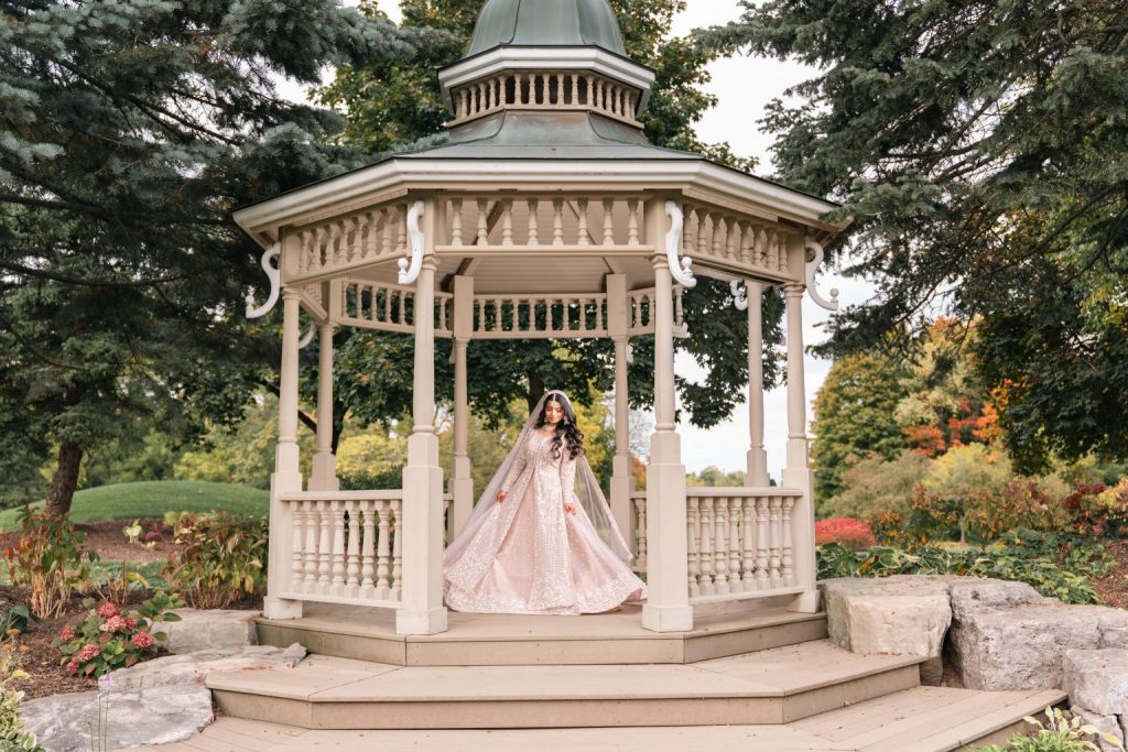 Muslim bride portrait gazebo fall Lionhead Golf Club Brampton