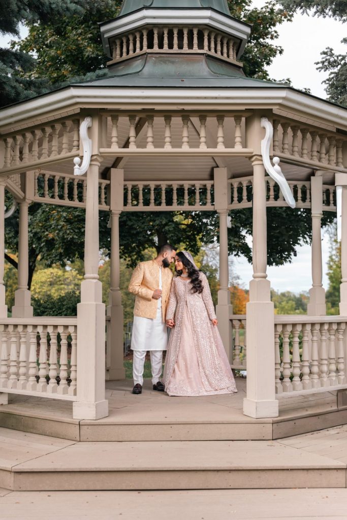 Muslim wedding couple portrait gazebo Nikkah Brampton