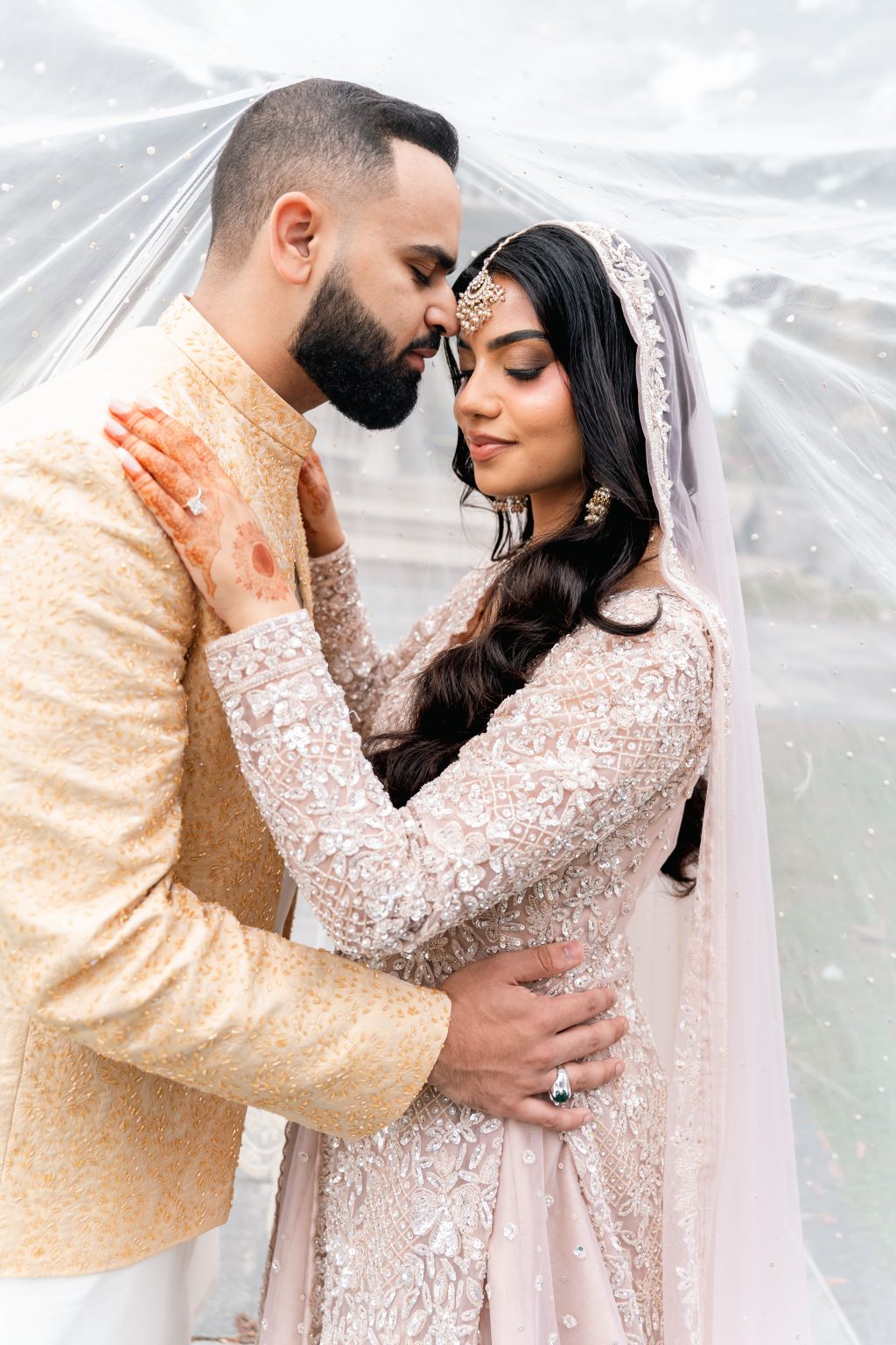 Muslim Nikkah couple forehead touch Oakville
